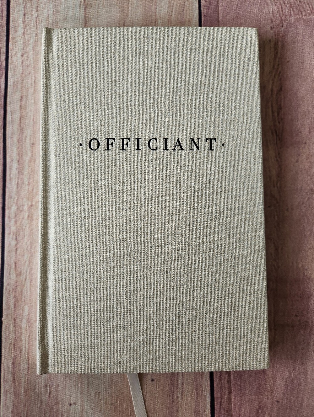 Officiant Book - Cream Canvas Linen Embossed Hard Cover Officiant or Pastor